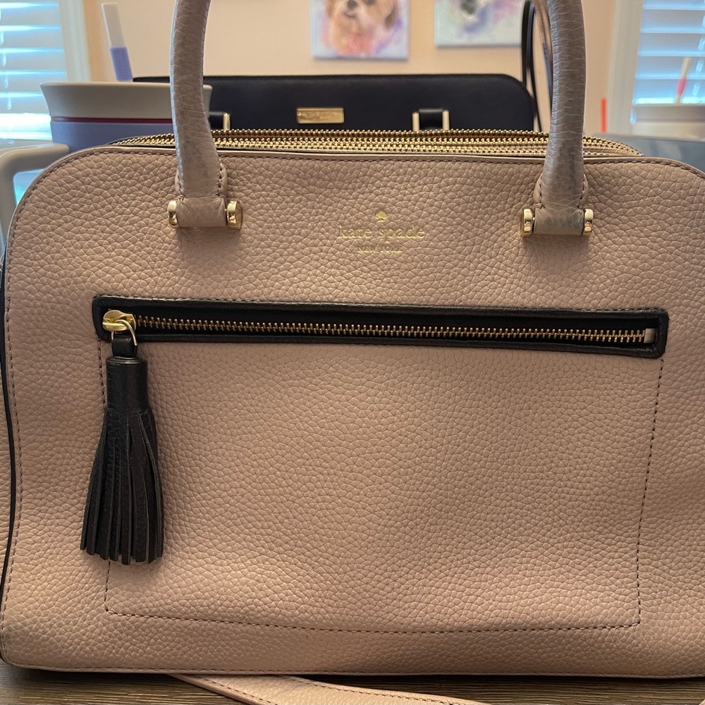 Kate Spade Kalen Chester St almond with black trim pebbled leather.